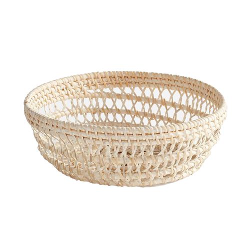 Pottery Barn Miramar Woven Round Bowl White Wash